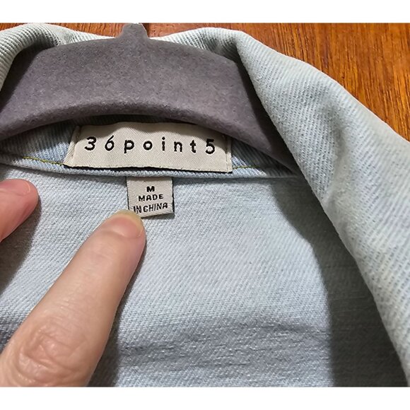 Distressed Light Wash Denim Jacket With Mesh Inserts Frayed Detailing & Button C - Picture 6 of 12